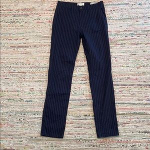 “Knox Chino” navy pinstripe pants